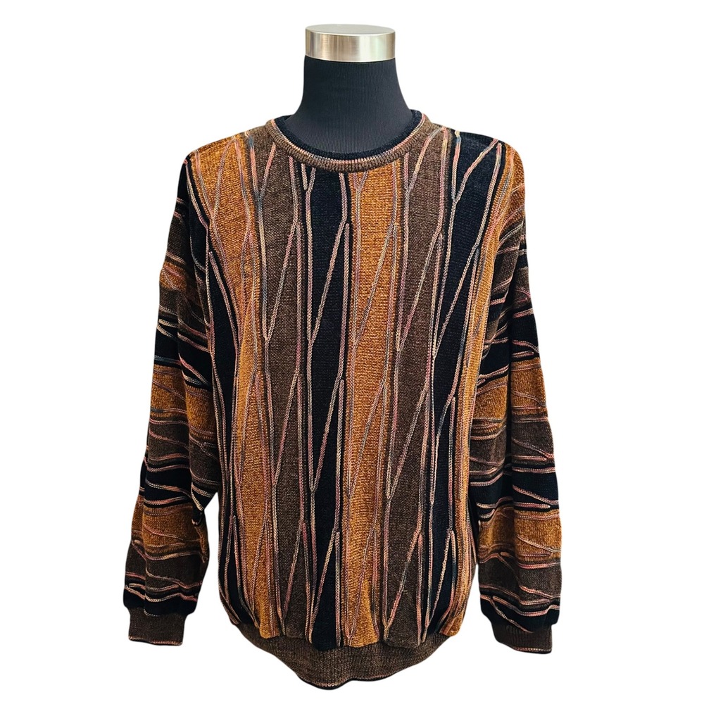 Tundra Canada Vintage y2K Abstract 3D Pattern MultiColor Knit Sweater XL Mens